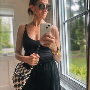 Clare V Petit Moyen Black & Natiral Checker Rafia